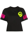 Barrow Black Woman Cropped T-shirt With Logo And Prints In Black