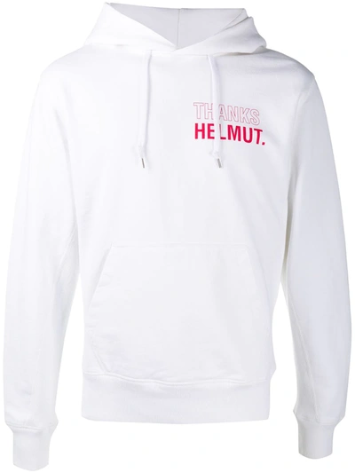 Helmut Lang Slogan Print Hoodie In White