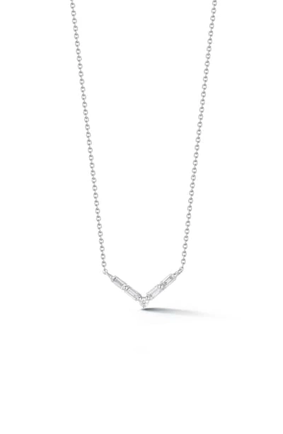 Dana Rebecca Designs Sadie Pearl Mini V-shape Necklace In White Gold