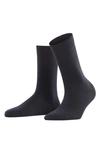 Falke Soft Wool And Cotton-blend Socks In Dark Navy