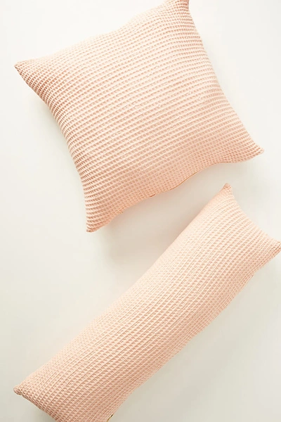 Anthropologie Woven Waffle Pillow In Pink