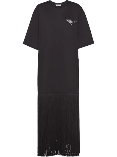 Prada Jersey T-shirt Midi Dress In Black