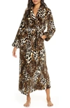 Natori Leopard Plush Robe In Brown