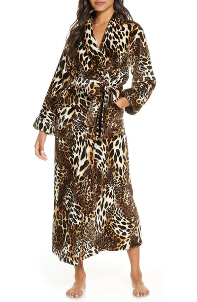 Natori Leopard Plush Robe In Brown