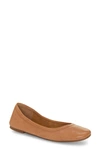 Lucky Brand Emmie Womens Leather Stretch Ballet Flats In Latte