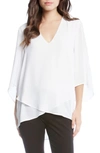 Karen Kane Three Quarter Sleeve Crossover Top In Off White