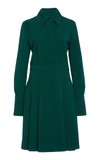 VICTORIA VICTORIA BECKHAM PLEATED CREPE MIDI SHIRT DRESS