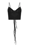 ALEKSANDRE AKHALKATSISHVILI CROPPED FAUX LEATHER CORSET TOP