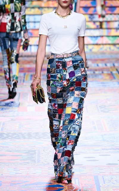 Dolce & Gabbana Women's Patchwork High-rise Wide-leg Jeans In Multicolor