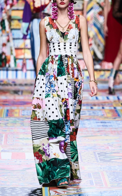 Dolce & Gabbana Women's Patchwork Cotton-poplin Gown In Multi