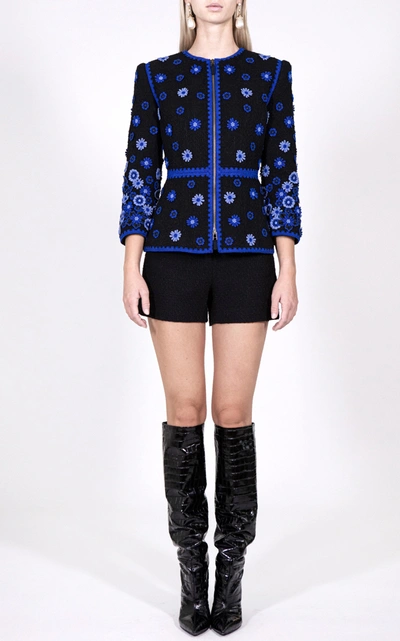 Andrew Gn Floral Embroidered Cotton-blend Jacket In Multi
