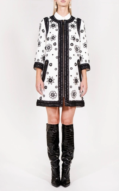 Andrew Gn Embroidered Cotton-blend Jacket In Black/white