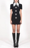 ANDREW GN EMBROIDERED CREPE MINI DRESS