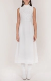 ANDREW GN EMBROIDERED CREPE MIDI DRESS