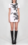 ANDREW GN EMBROIDERED PLISSE SILK MINI DRESS