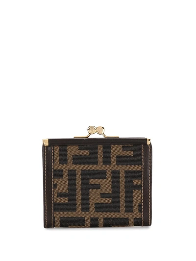 Pre-owned Fendi Zucca Pattern Wallet In Brown