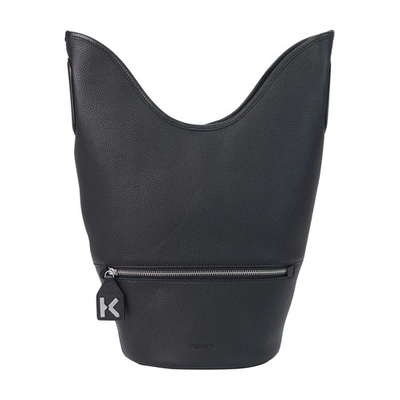 Kenzo Medium Bucket Bag In Grained Leather In Black
