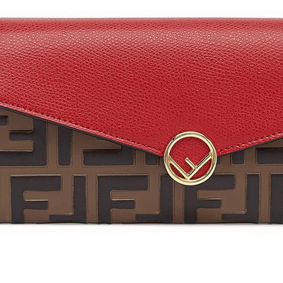 Fendi Continental With Chain In Rouge
