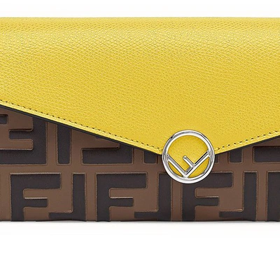 Fendi Continental With Chain In Jaune