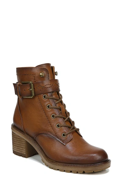 Zodiac Gemma Womens Leather Block Heel Combat & Lace-up Boots In Cognac Leather