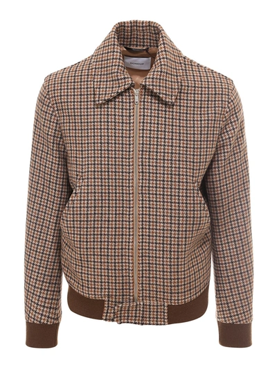 Dondup Houndstooth Patterned Jacket In Brown In Multicolor