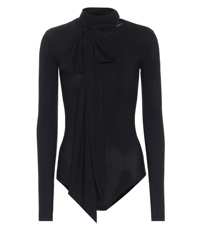 Mm6 Maison Margiela Black Bow-embellished Bodysuit