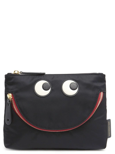 Anya Hindmarch Happy Eyes Nylon Pouch In Black,red