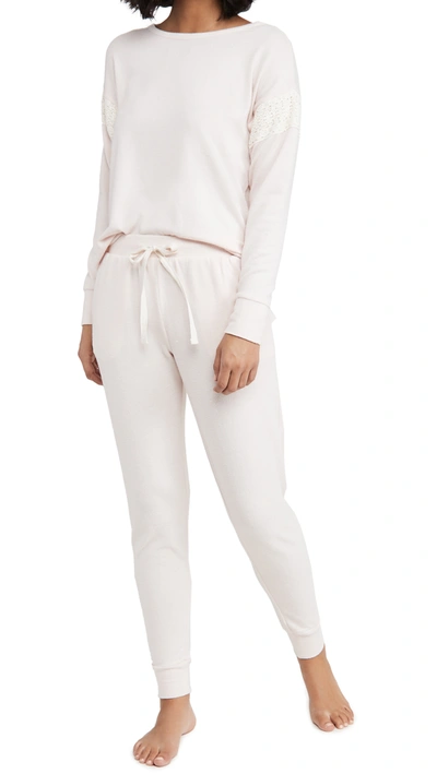 Flora Nikrooz Brushed Knit Long Sleeve Pj Set In Seashell