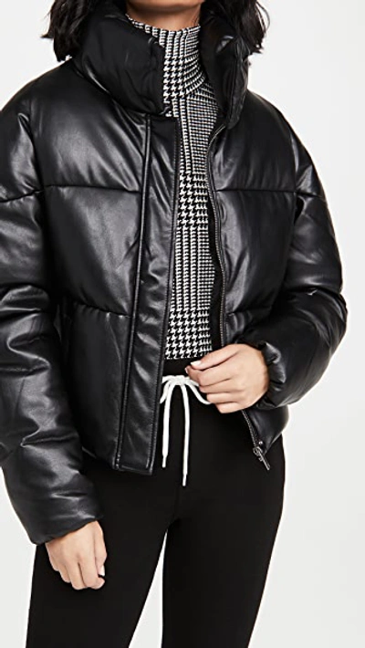 Apparis Jemma Vegan Leather Short Puffer Jacket In Noir