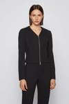 HUGO BOSS REGULAR FIT CROPPED JACKET WITH MINI HOUNDSTOOTH PATTERN
