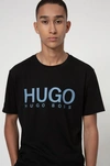 HUGO HUGO BOSS - LOGO PRINT T SHIRT IN AFRICAN COTTON - BLACK