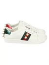 GUCCI STUD WEB LEATHER SNEAKERS,400013056771
