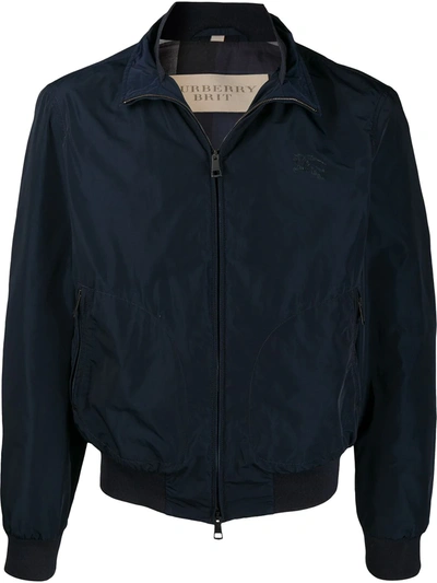 Pre-owned Burberry 2000s Zipped Aviator Jacket In Blue