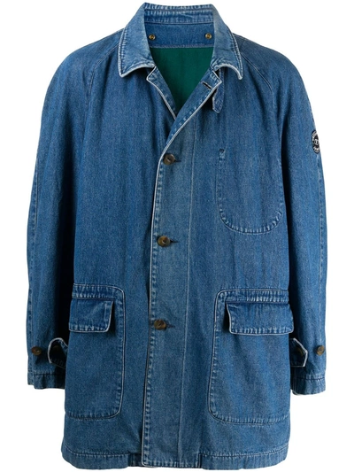 Pre-owned Valentino 1980s Long Denim Jacket In Blau