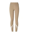 Tory Sport Melierte Kompressionsleggings Mit Hohem Bund, Chevronmuster Und Seitentasche In Natural Heather