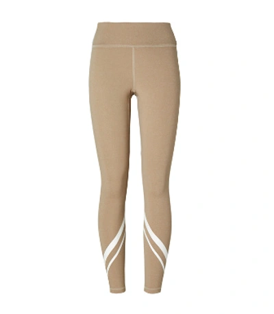 Tory Sport Tory Burch High-rise Compression Mélange Side-pocket Chevron Legging In Natural Heather