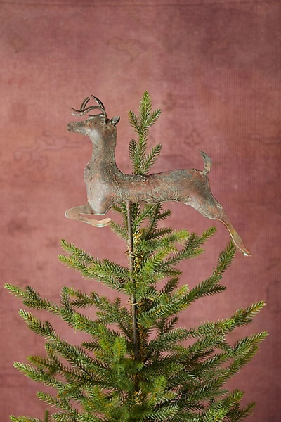 Anthropologie Verdigris Stag Tree Topper In Assorted
