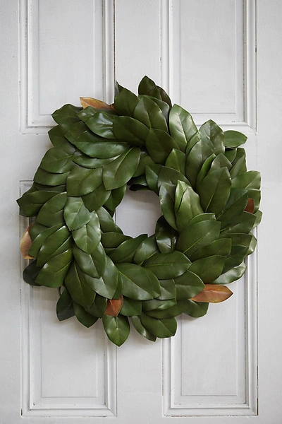 Anthropologie Faux Magnolia Wreath In Assorted