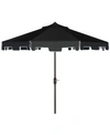 Safavieh Up Resistant Zimmerman 9 Ft Crank Market Push Button Tilt Umbrella With Flap In Black