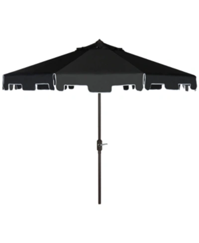 Safavieh Up Resistant Zimmerman 9 Ft Crank Market Push Button Tilt Umbrella With Flap In Black
