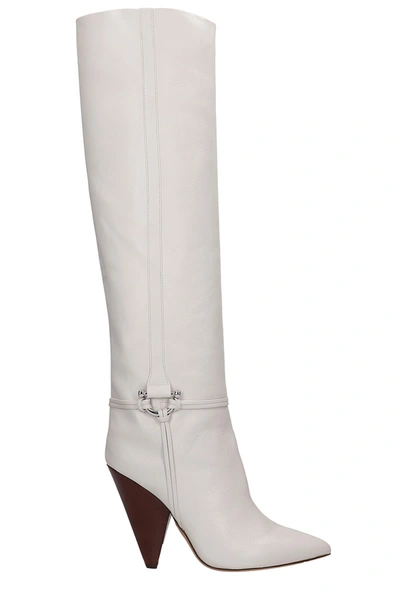 Isabel Marant Lazu High Heels Boots In White Leather