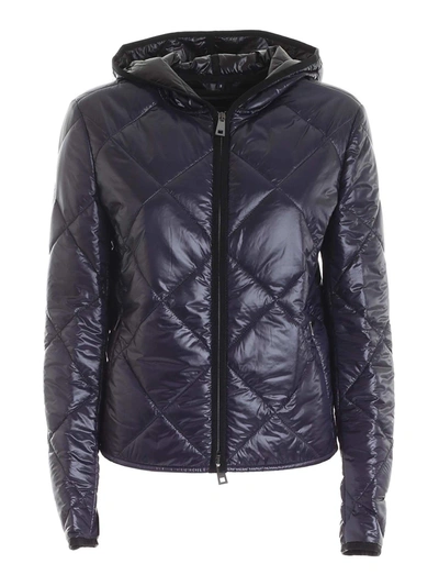 Fay Quilted Blue Down Jacket With Hood