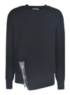 LES HOMMES ASYMMETRIC ZIP ROUND NECK SWEATER,11558004