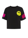 Barrow Black Woman Cropped T-shirt With Logo And Prints In White