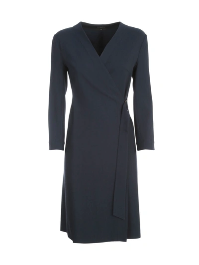 Antonelli A Line Dress 3/4s V Neck In Blu