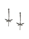 Anapsara 18kt White Gold Diamond Small Dragonfly Drop Earrings In Black