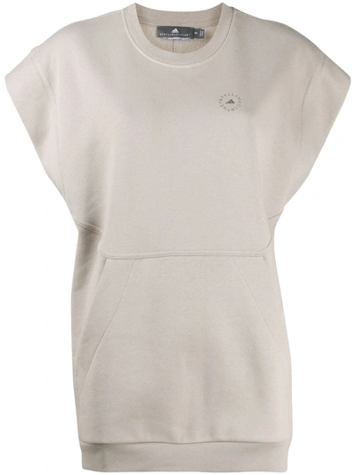 Adidas By Stella Mccartney Oversized Sleeveless Sweatshirt In Grey