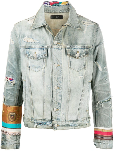 Amiri Scarves Trucker Denim Jacket In Light Blue