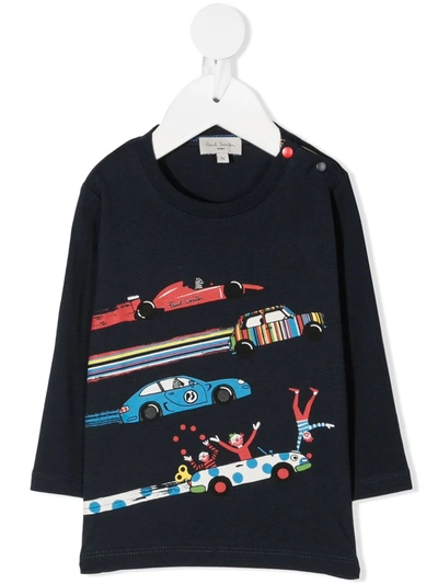 Paul Smith Junior Babies' Graphic Print Longsleeved T-shirt In 蓝色