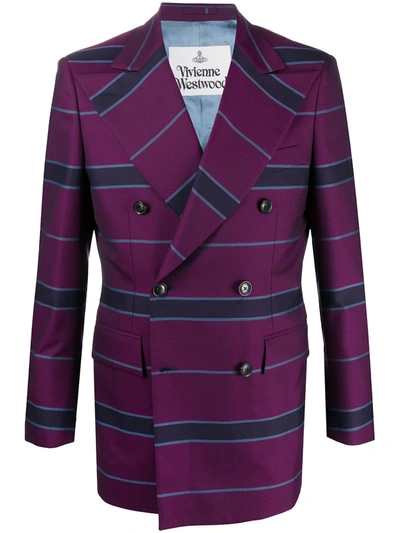 Vivienne Westwood Striped Double-breasted Blazer In Purple